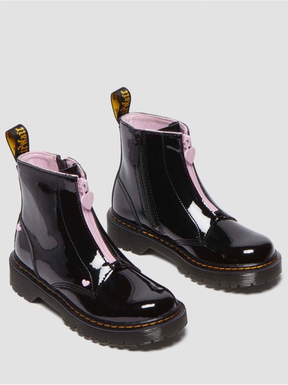 Dr. Martens JUNIOR HEART NAPPA PATENT LEATHER PULL-ON BOOTS - Picture 4 of 12